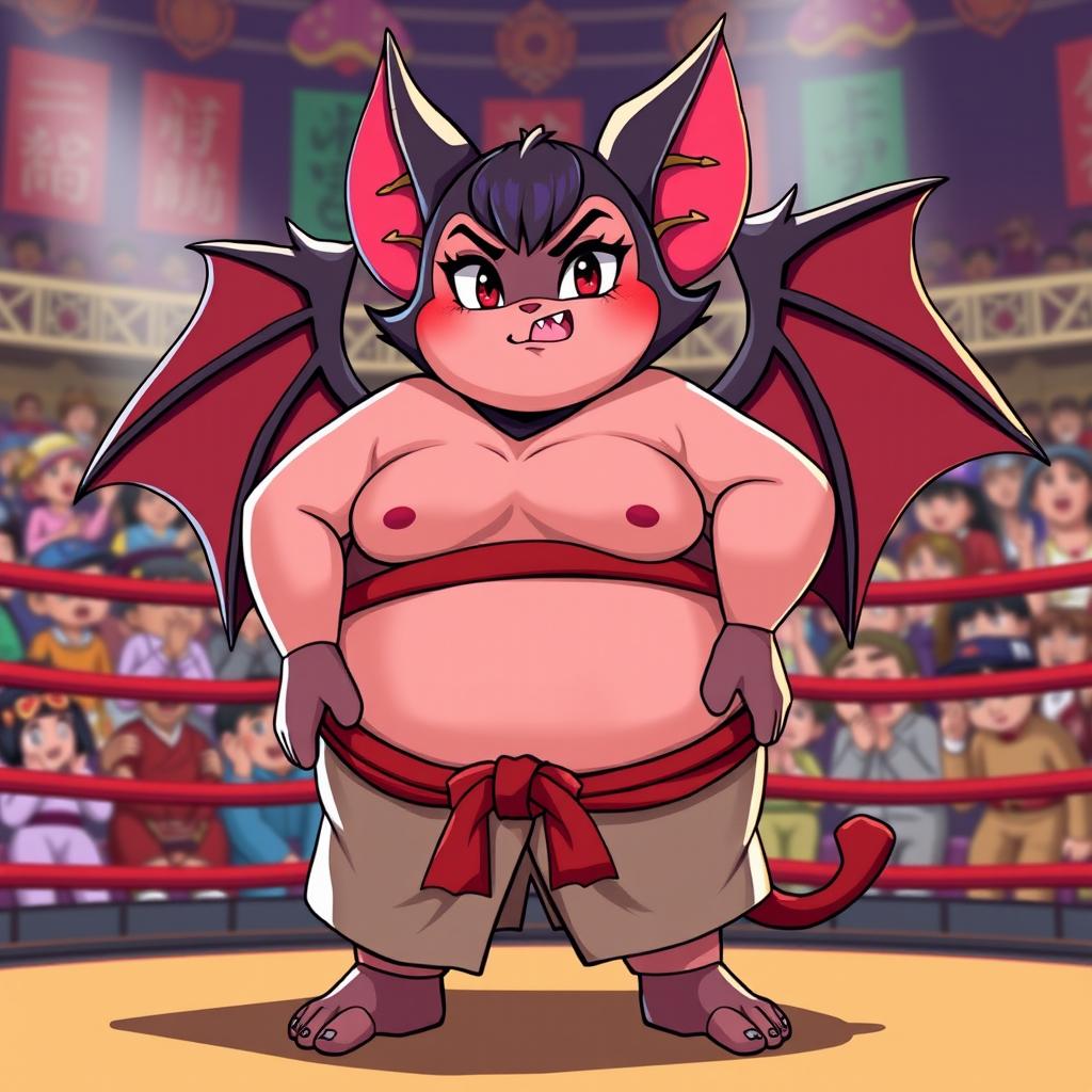 Rouge the Bat reimagined as a sumo wrestler, showcasing her character design with playful adaptations