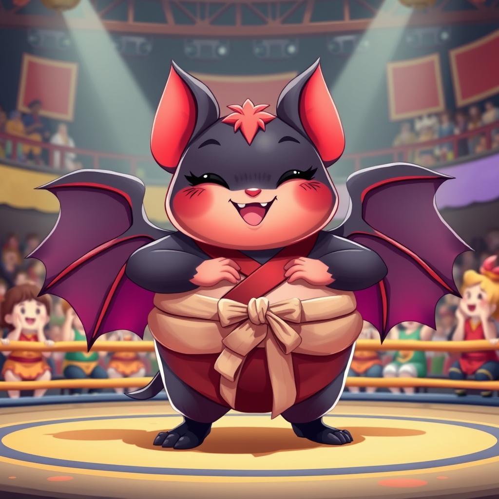 A playful and chubby version of Rouge the Bat depicted as a sumo wrestler