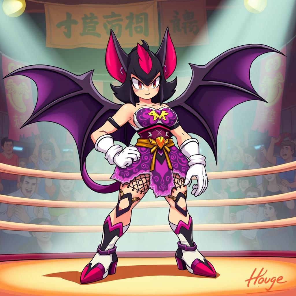 A dynamic illustration of Rouge the Bat, a popular character from the Sonic the Hedgehog franchise, depicted as a powerful sumo wrestler