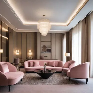 The amative ambiance of the luxurious hotel was created with an elegant combination of soft colors and plush furnishings.