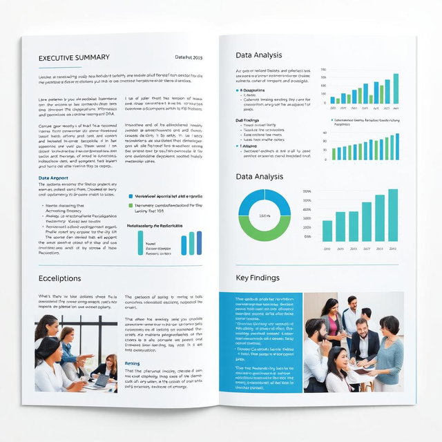 A detailed, visually appealing report layout featuring a clean and modern design