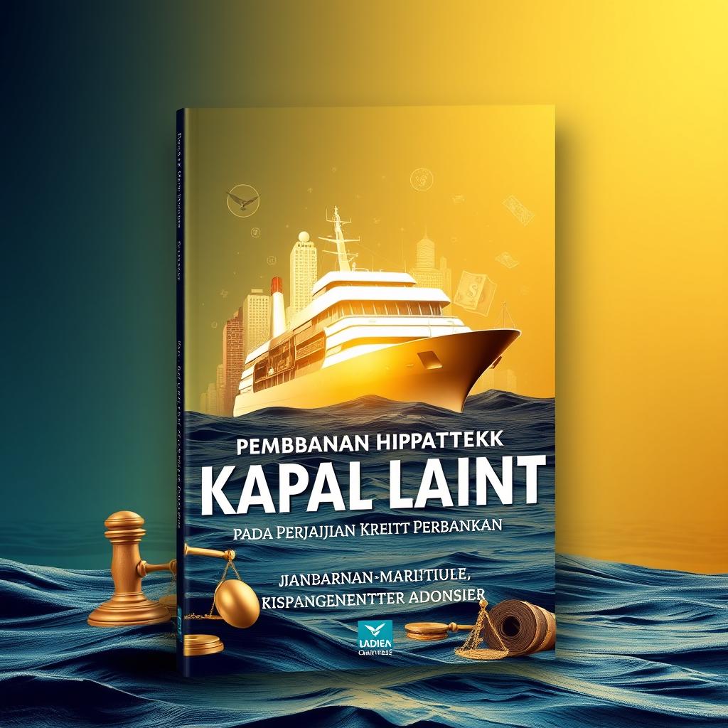 A visually striking book cover for a legal publication titled "Pembebanan Hipotek Kapal Laut pada Perjanjian Kredit Perbankan"