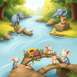 A delightful series of illustrations depicting the adventures of Eli the elephant and Milo the mouse
