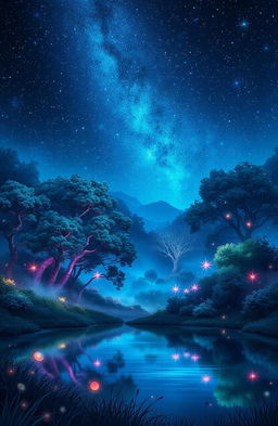 A captivating mystic scene set under a starry night sky