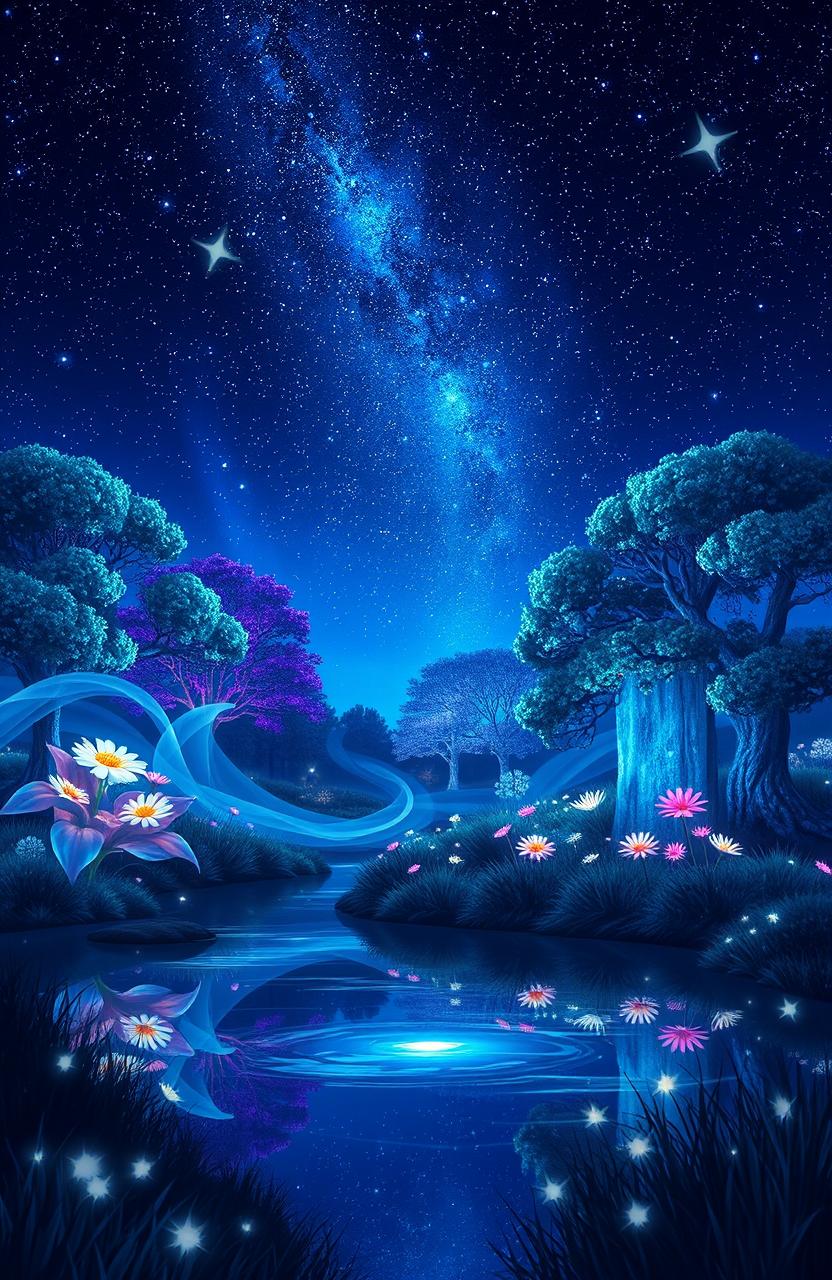 A captivating mystic scene set under a starry night sky