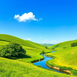 A beautiful green scenery depicting a serene countryside landscape