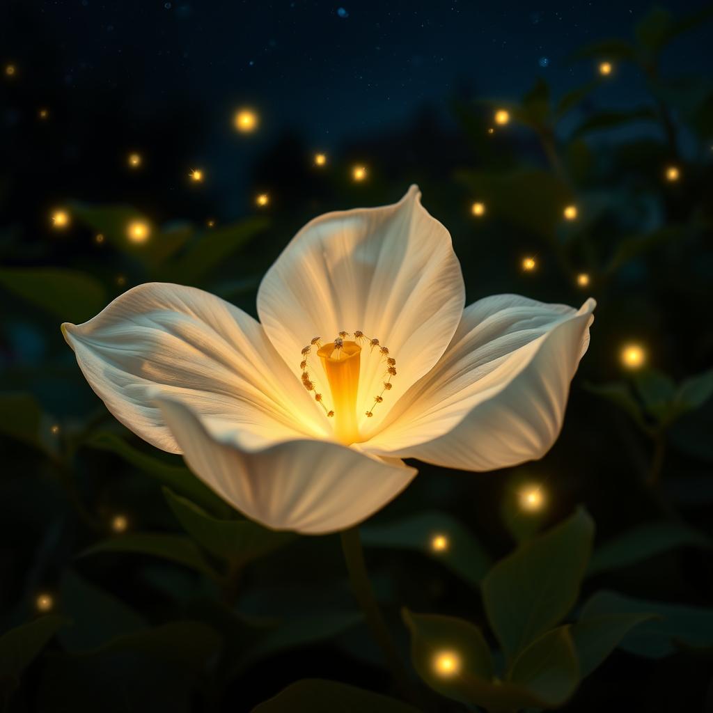 A captivating scene featuring Madhavilata, an enchanting and mystical flower also known as the moonflower, symbolizing beauty and elegance