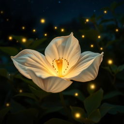 A captivating scene featuring Madhavilata, an enchanting and mystical flower also known as the moonflower, symbolizing beauty and elegance