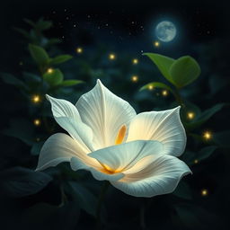 A captivating scene featuring Madhavilata, an enchanting and mystical flower also known as the moonflower, symbolizing beauty and elegance