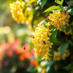 An elegant portrayal of Madhavi Lata, a beautiful flowering vine known for its enchanting blossoms