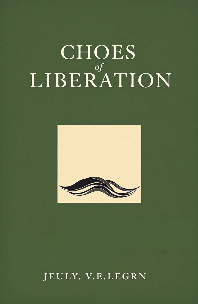 A book cover for an academic publication titled 'Echoes of Liberation', featuring a minimalist design with a striking abstract art piece that symbolizes freedom and resilience