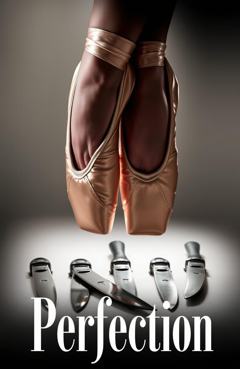 A pair of elegant ballet shoes delicately positioned on their tiptoes, gracefully balanced with a focus on their gorgeous design