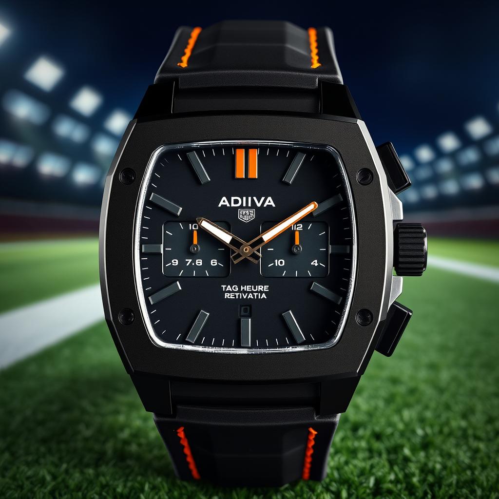 A sporty wristwatch inspired by the iconic Tag Heuer Monaco, featuring a striking dark grey dial that embodies an athletic spirit