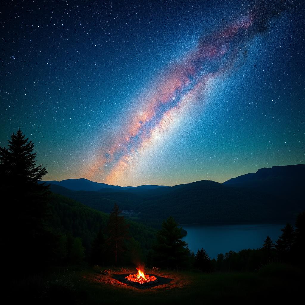 A breathtaking view of the Milky Way galaxy visible from a beautiful natural landscape on Earth
