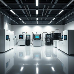 A contemporary and sophisticated scene focused on lithium-ion technology, highlighting a cutting-edge manufacturing aspect without the presence of workers