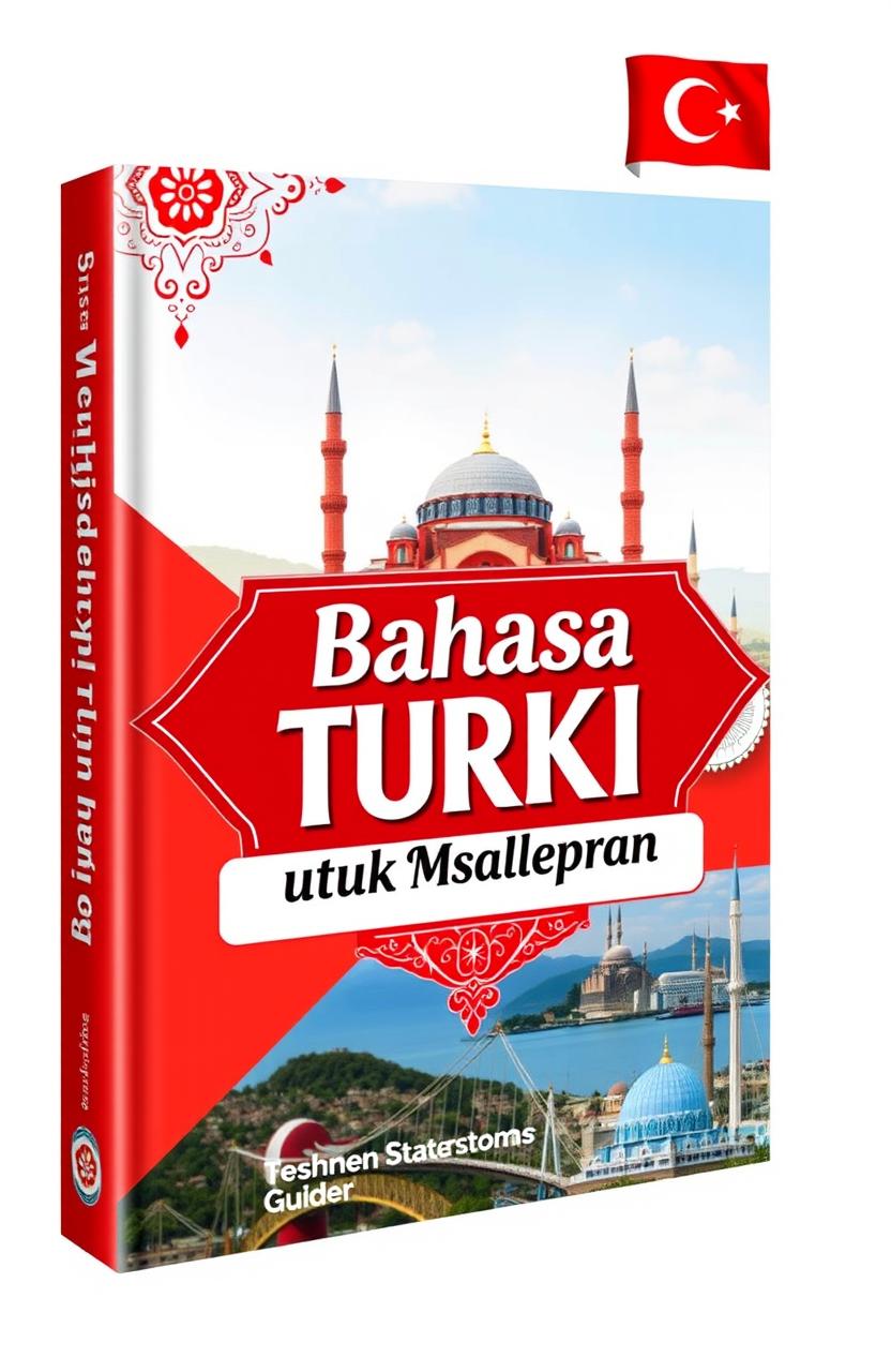 A book cover design for a Turkish language learning guide titled "Bahasa Turki untuk Masa Depan"