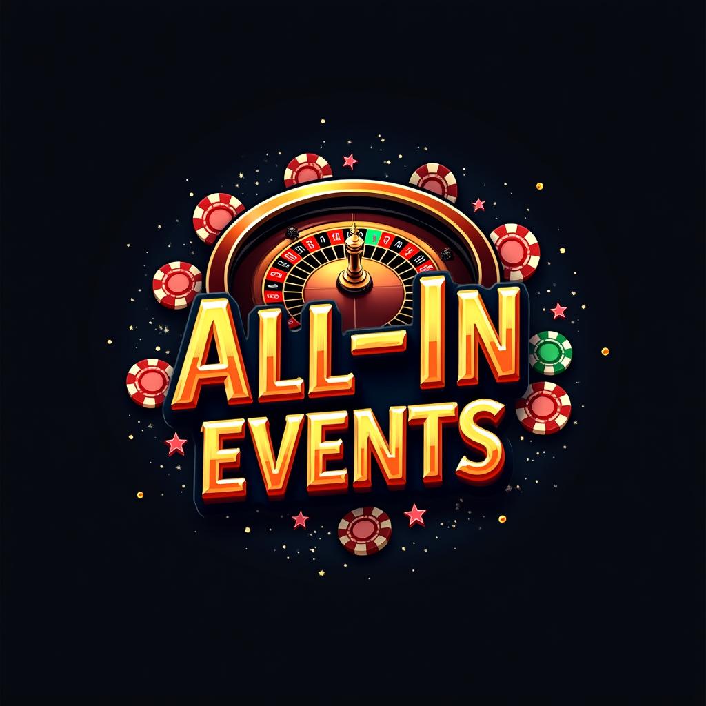 An eye-catching logo for 'All-In Events' designed with a grand casino look