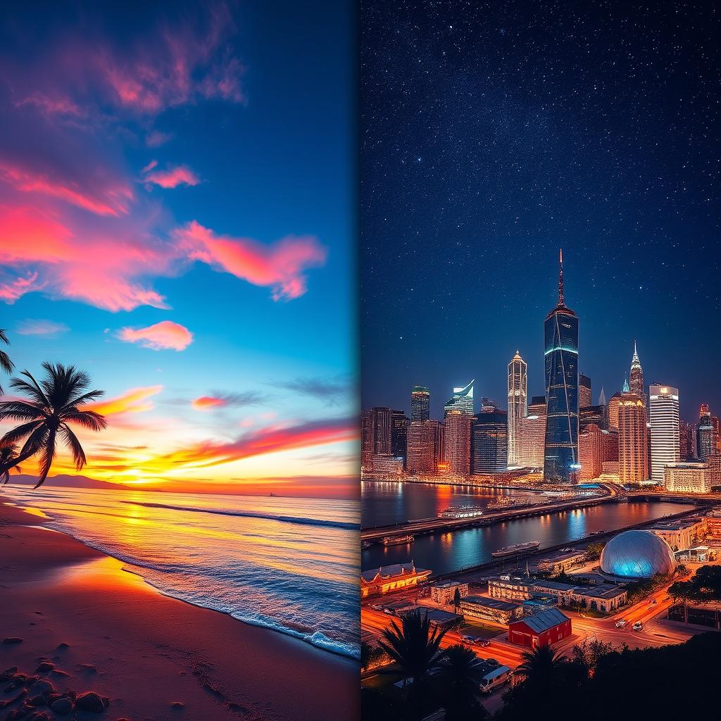 A visually stunning collage that artfully combines the two provided images