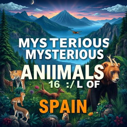 A stunning YouTube video cover in 16:9 format showcasing the most mysterious and strange animals of Spain