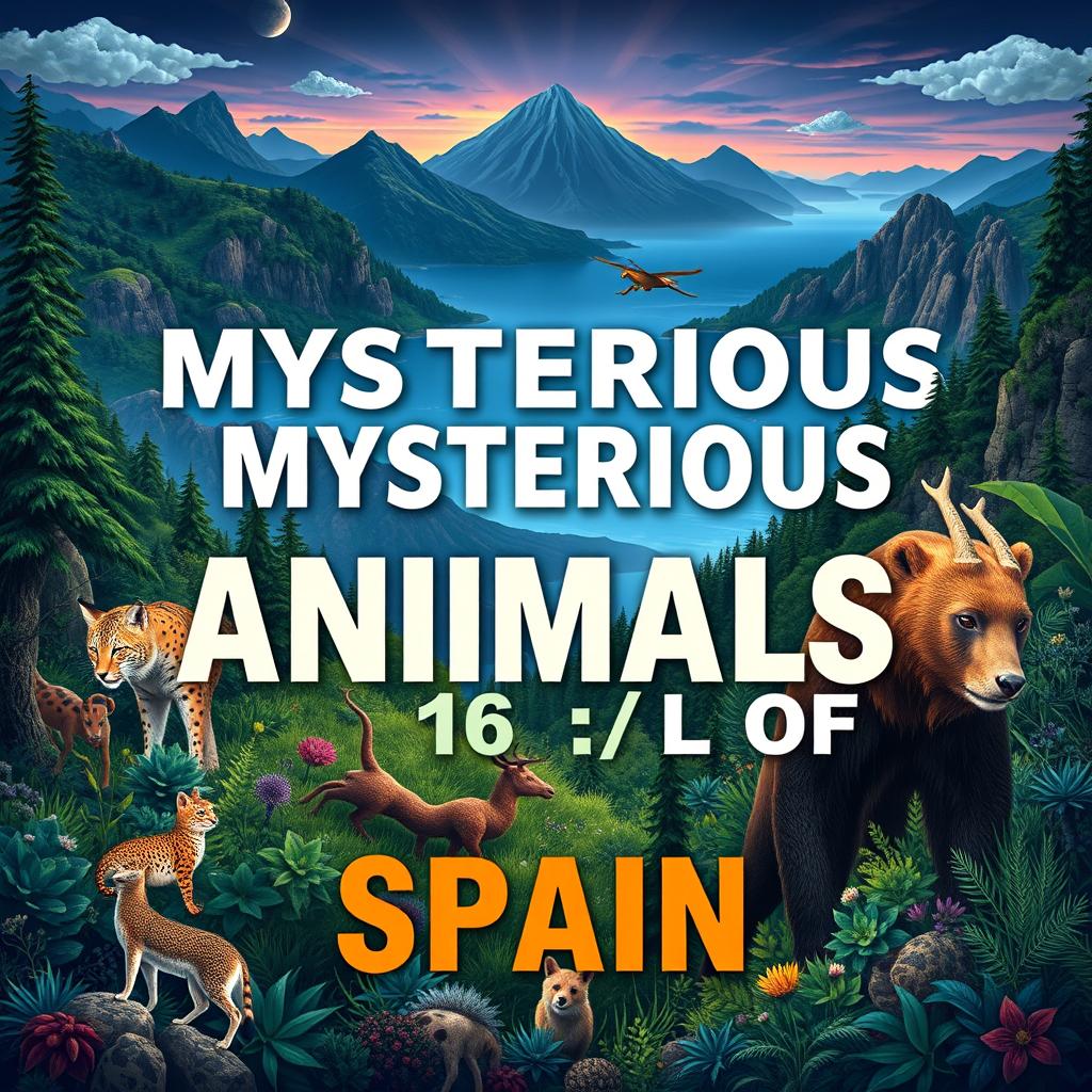 A stunning YouTube video cover in 16:9 format showcasing the most mysterious and strange animals of Spain