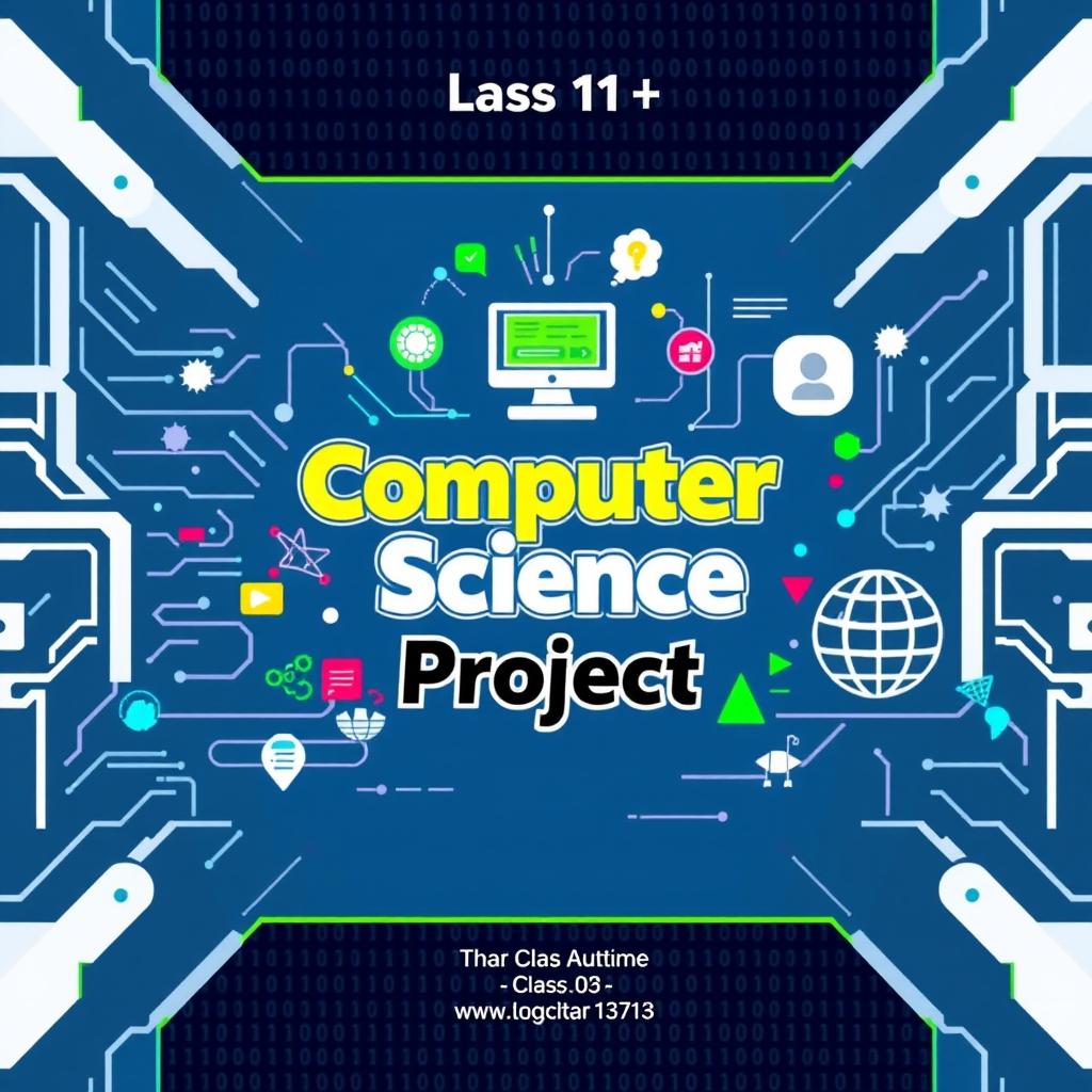 A vibrant and engaging cover page for a Class 11 Computer Science project