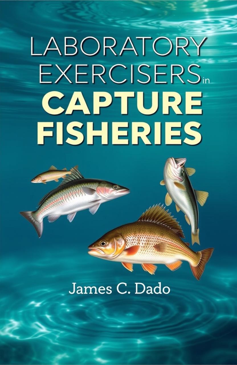 A stunning and professionally designed book cover for "LABORATORY EXERCISES IN CAPTURE FISHERIES" by James C