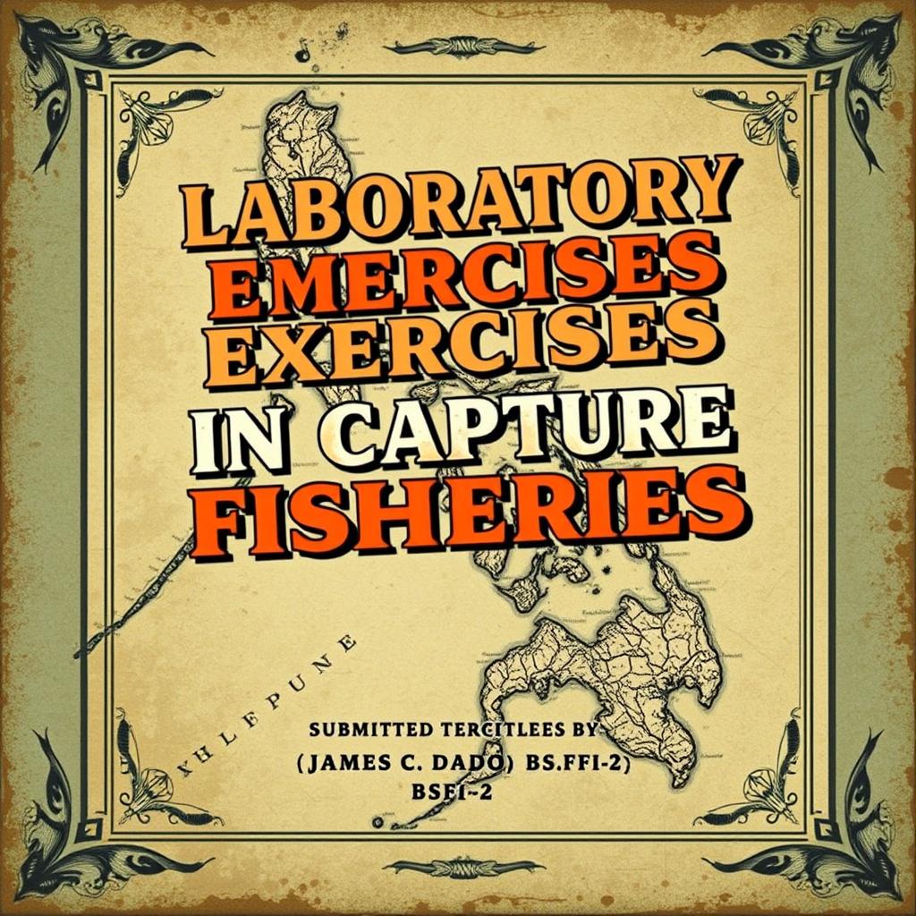 A captivating retro-style book cover design for a detective novel titled 'LABORATORY EXERCISES IN CAPTURE FISHERIES'
