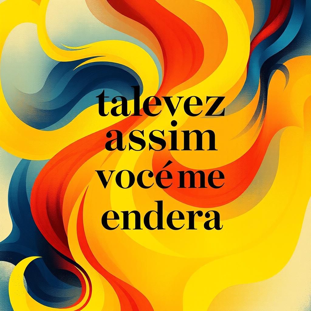 A captivating and artistic book cover for the novel "Talvez assim você me entenda," featuring a harmonious blend of yellow, blue, and red in an abstract design