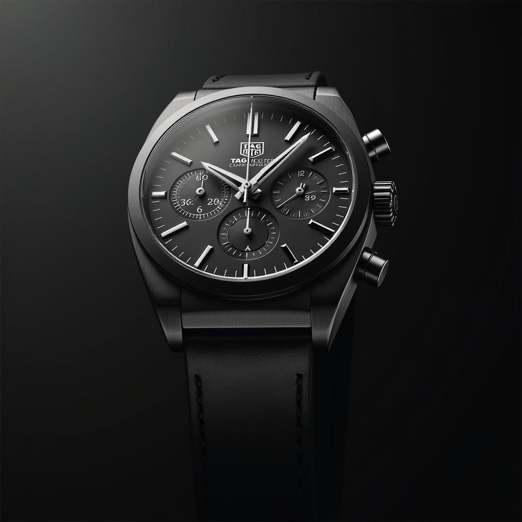 An automatic wrist watch featuring two chronographs aligned horizontally