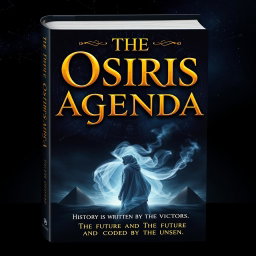 An enigmatic and visually striking book cover design for 'The Osiris Agenda'
