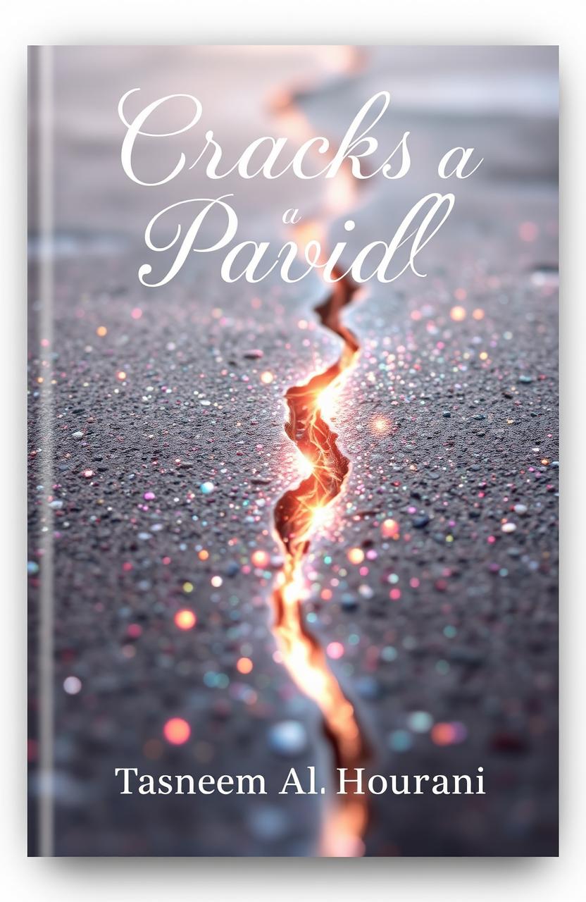 A beautiful and feminine book cover design featuring an artistic representation of a glittery crack on a pavement