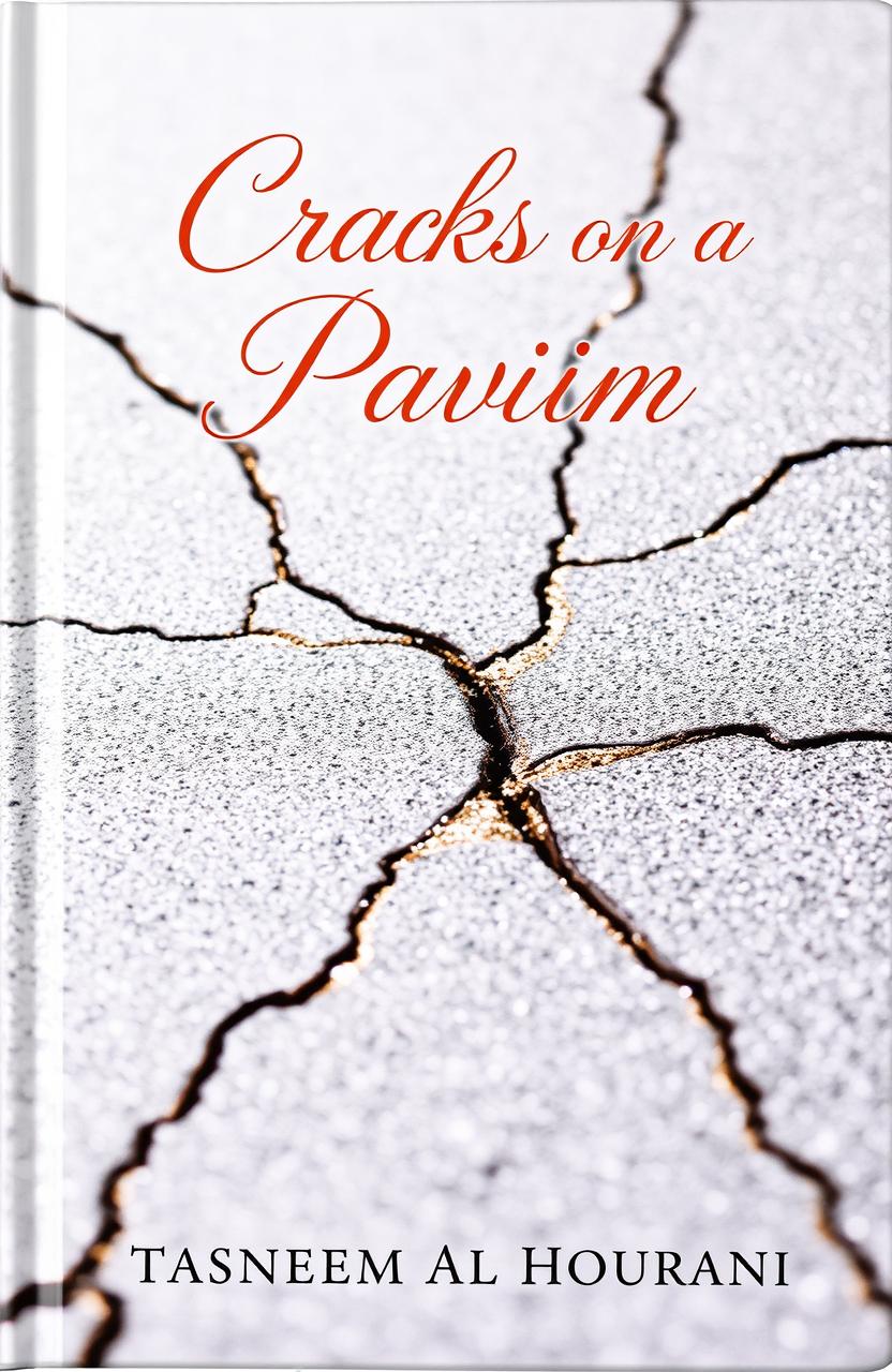A beautifully designed book cover featuring a close-up view of a glittery crack on a pavement, capturing the intricate details of the crack amidst a textured surface