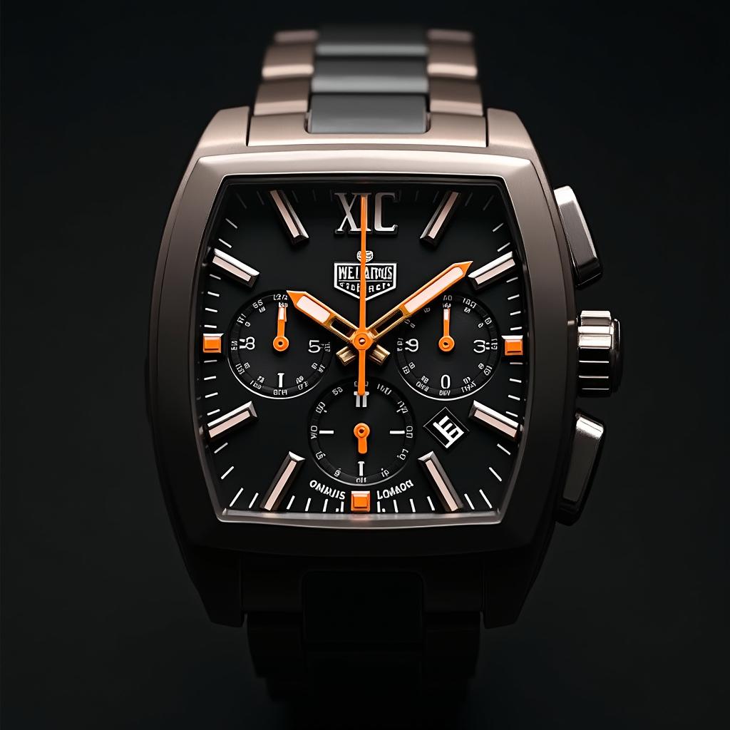 A luxurious wristwatch with a square design and a case that closely resembles the TAG Heuer Monaco