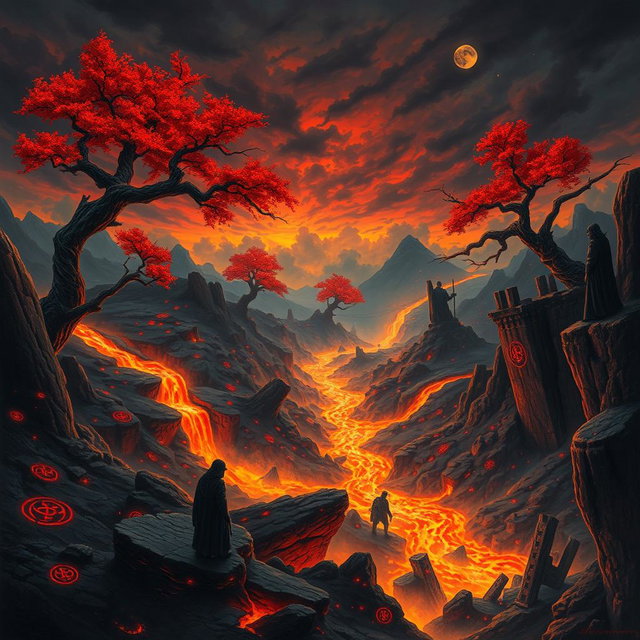 A surreal and fantastical depiction of Hell, featuring vivid colors and imaginative landscapes