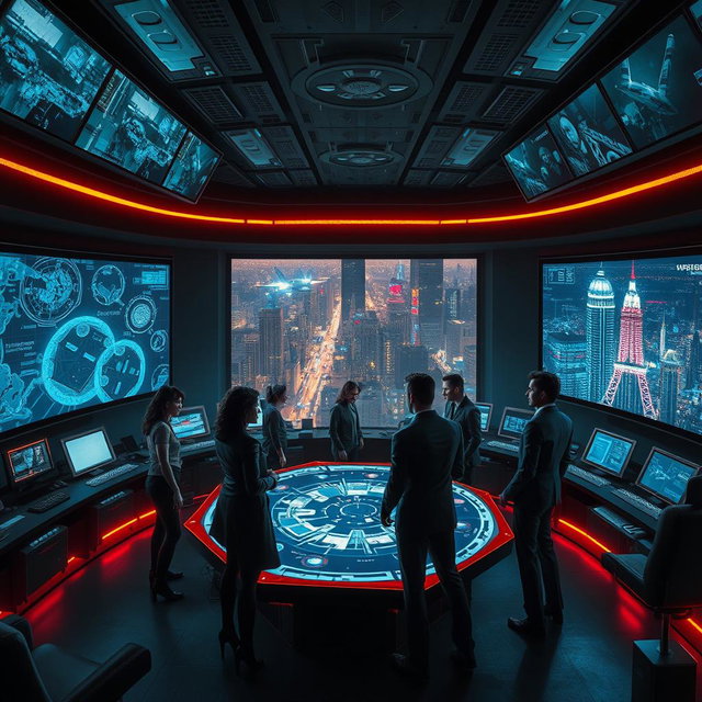 An intense and atmospheric scene from 'The Osiris Agenda', capturing the essence of a conspiracy thriller set in a near-future world