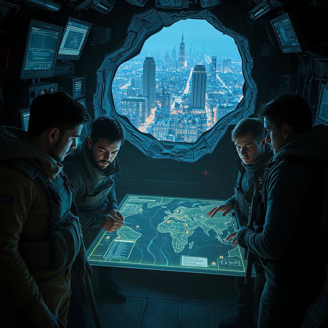 An electrifying and suspenseful image inspired by 'The Osiris Agenda', set in a near-future world filled with conspiracy and intrigue