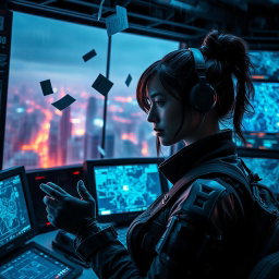 A dramatic and captivating image capturing the essence of 'The Osiris Agenda', a conspiracy thriller set in a near-future setting