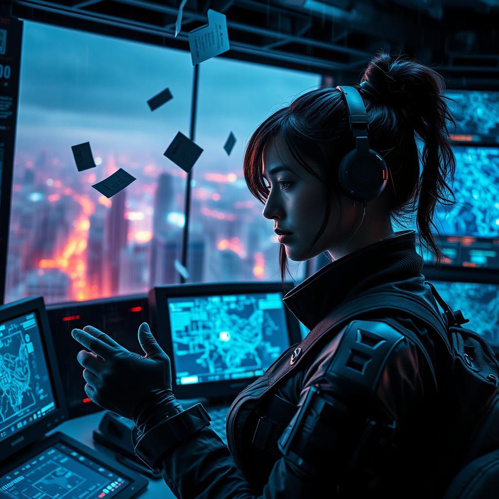 A dramatic and captivating image capturing the essence of 'The Osiris Agenda', a conspiracy thriller set in a near-future setting