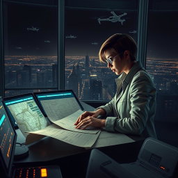 An intense and visually gripping scene reflecting the themes of 'The Osiris Agenda', a conspiracy thriller set in a near-future world