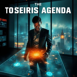 A striking visual representation of 'The Osiris Agenda', depicting a conspiracy thriller in a near-future setting