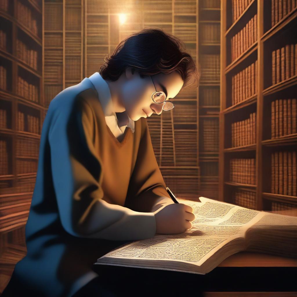 A high-quality digital art image featuring a young mathematician named Alan in a bustling city called Mathematica