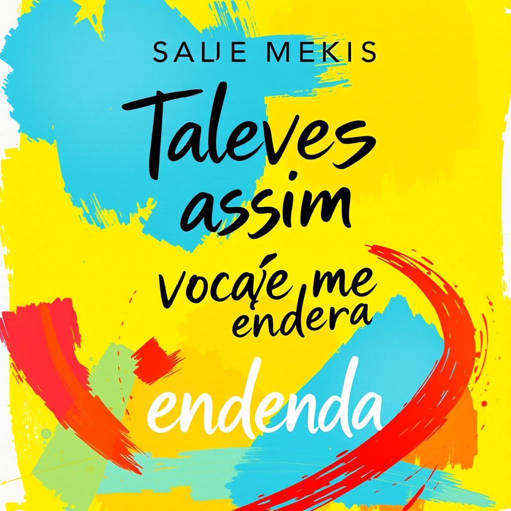 An artistic book cover for 'Talvez assim você me entenda', showcasing a vibrant color palette of yellow, blue, and red