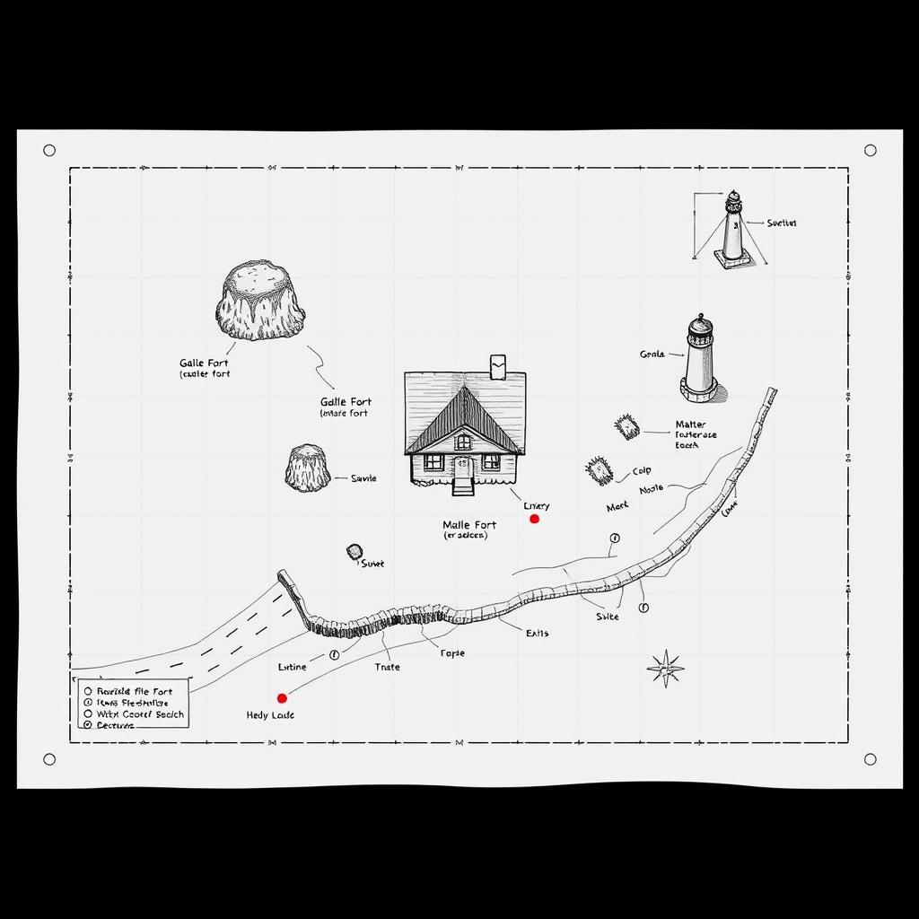 A large-scale black and white drawing plan depicting a robbery by a thief in a modern city setting