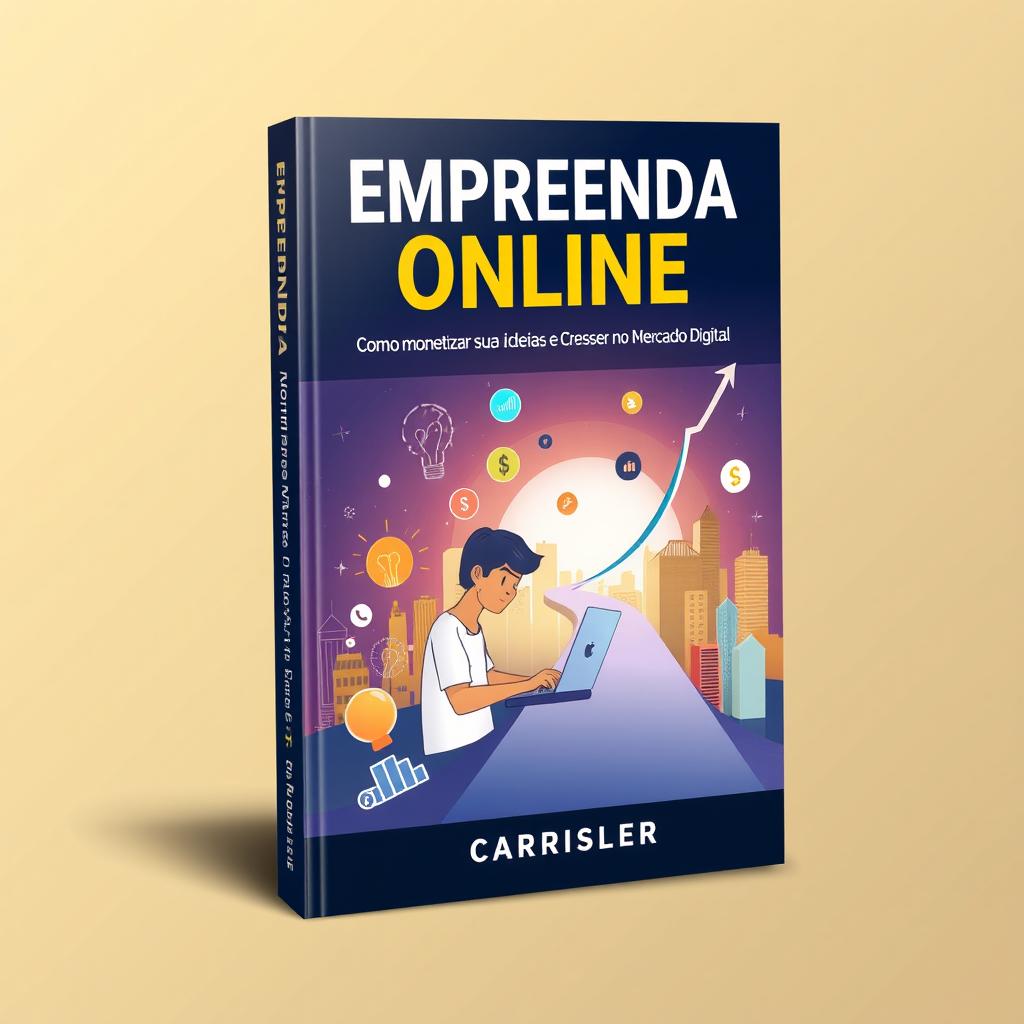 A captivating book cover for the theme 'Empreenda Online: Como Monetizar Suas Ideias e Crescer no Mercado Digital'