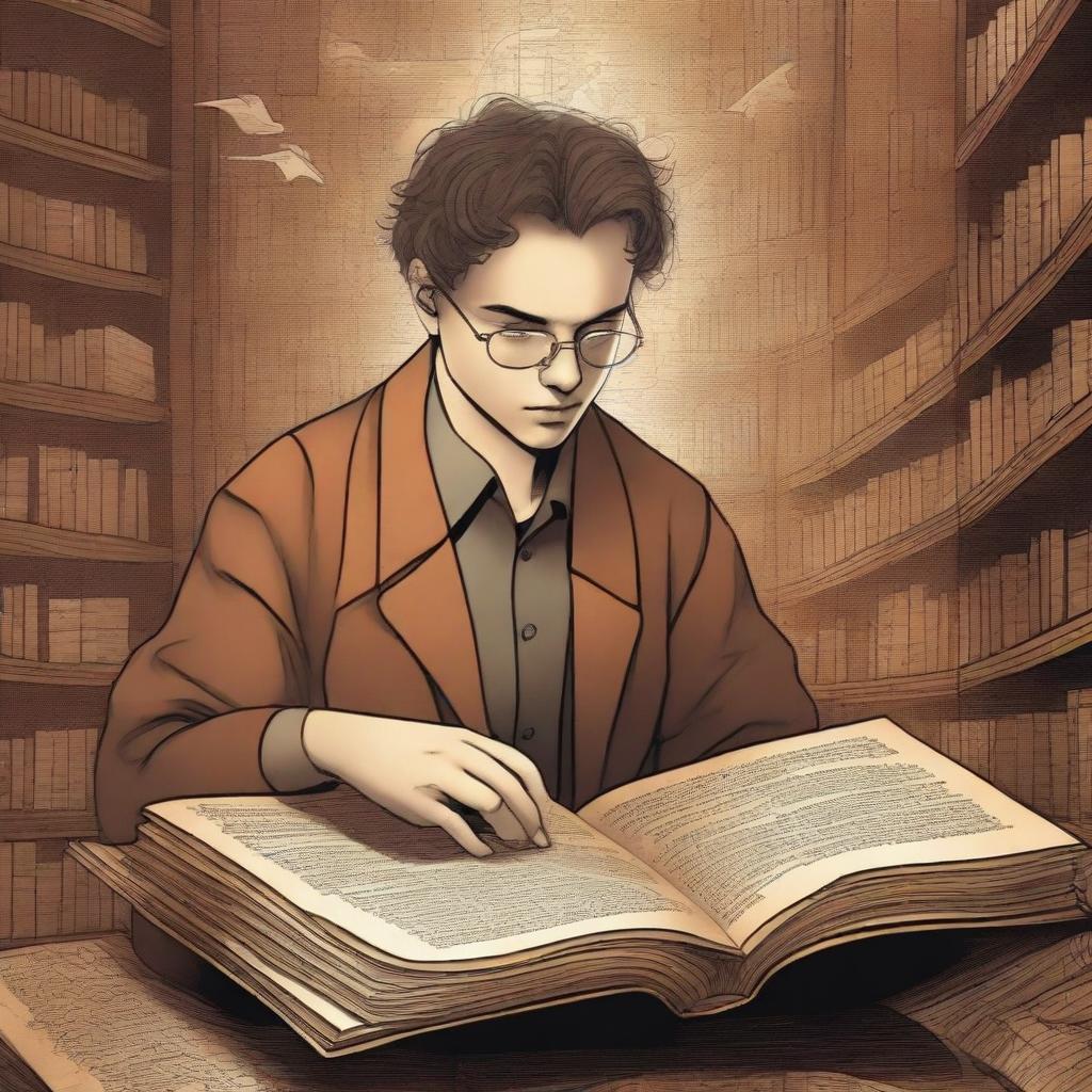 A high-quality cover page for a book, featuring an intricately detailed digital art image of a young mathematician named Alan in a bustling cityscape of Mathematica