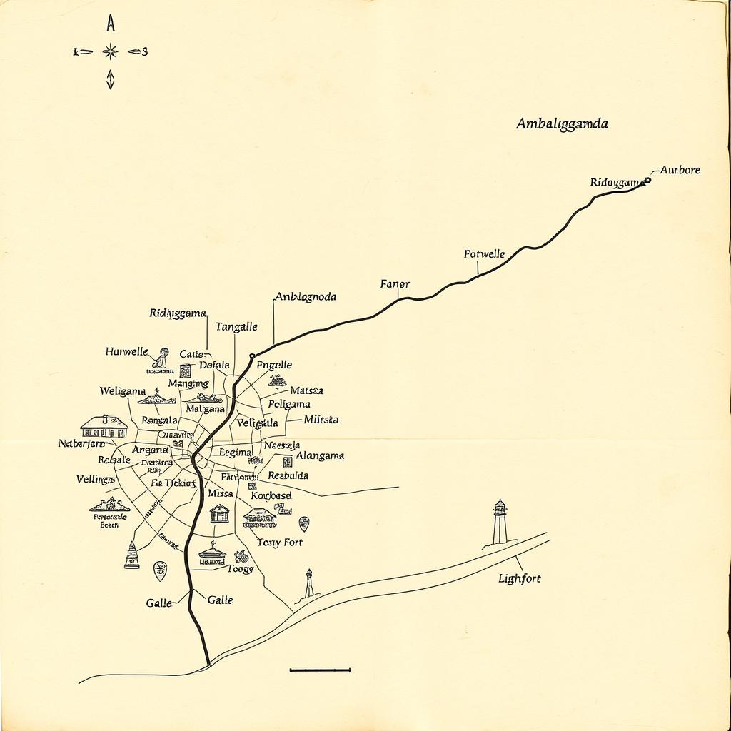 A detailed drawing plan for a robbery scenario, showing a route from the city 'Ridiyagama' to 'Ambalangoda' via bus