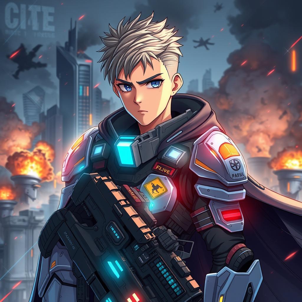 A highly detailed illustration of an elite army soldier in a futuristic anime style