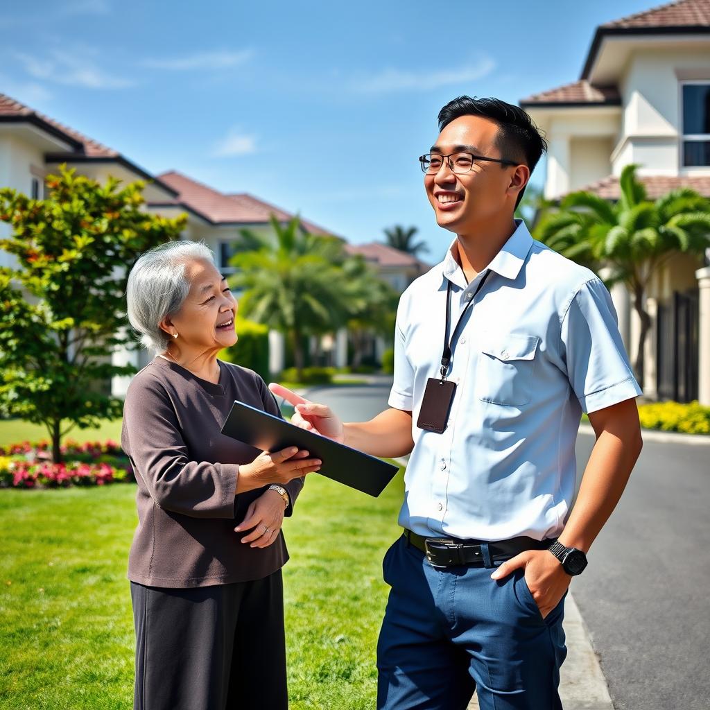 A smiling Malaysian man dressed in a simple white short-sleeve uniform, exuding a neat and professional appearance