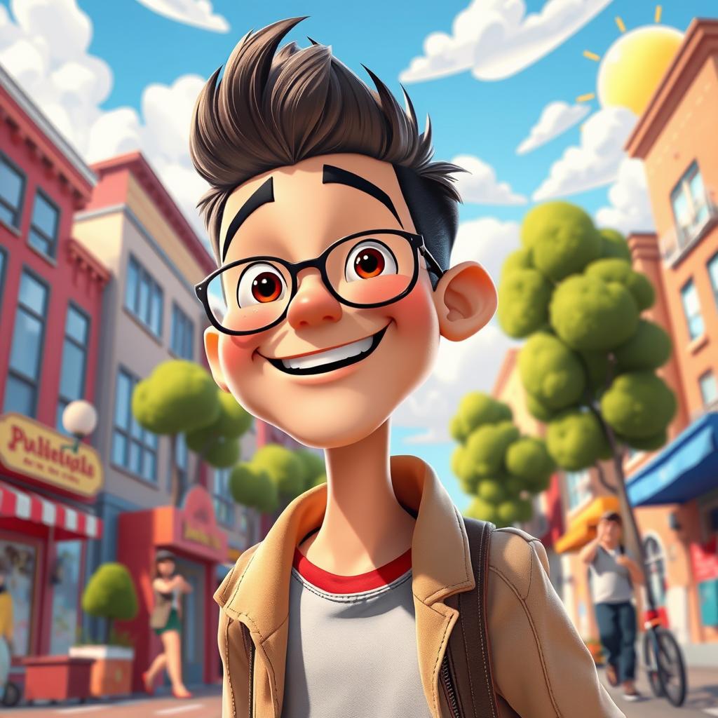 A vibrant and dynamic animated scene based on a photograph, featuring bright colors and exaggerated expressions