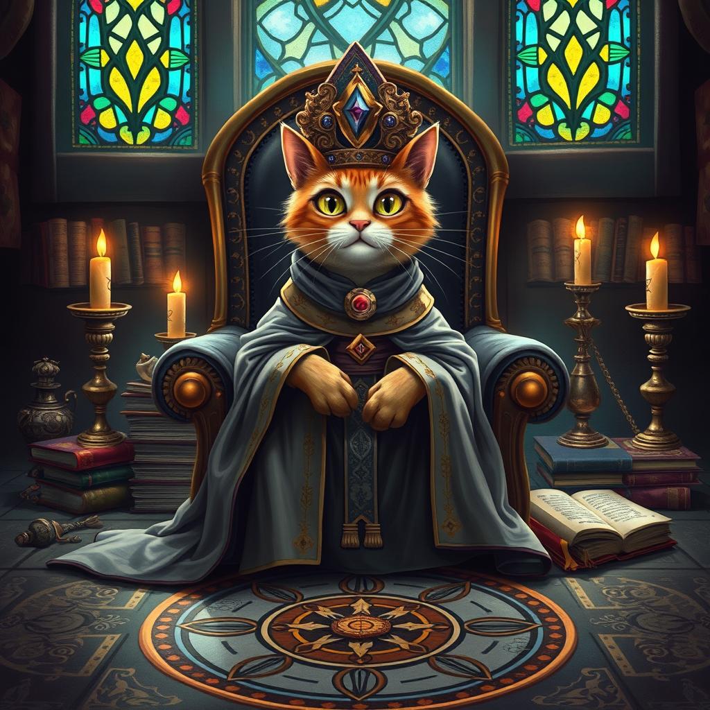 Regal Whimsical Cat in Robes: A Majestic Fantasy